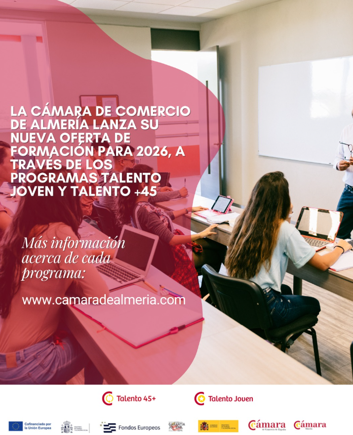 Captura de pantalla 2026 01 07 101536 - Impulso a la empleabilidad desde la Cámara de Almería con nuevos cursos de los programas Talento 45+ y Talento Joven